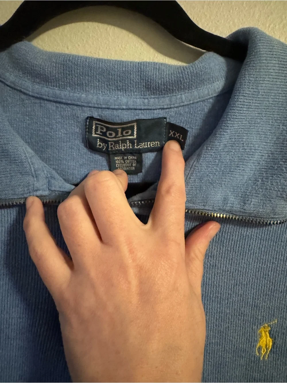 Polo Ralph Lauren Light Blue Quarter-Zip Pullover with Yellow Pony